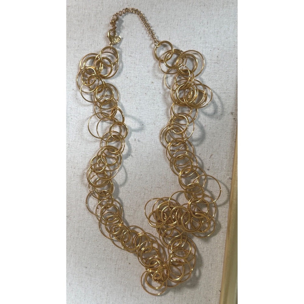 Joan Rivers Gold Tone Interlocking Circle Ring‎ Statement Necklace Chunky Link